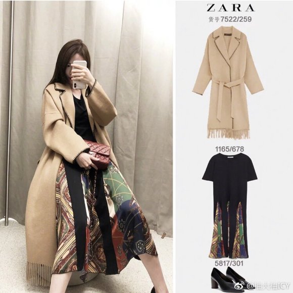 ❤️ZARA BELTED DOUBLE-BREASTED COAT WITH FRINGES